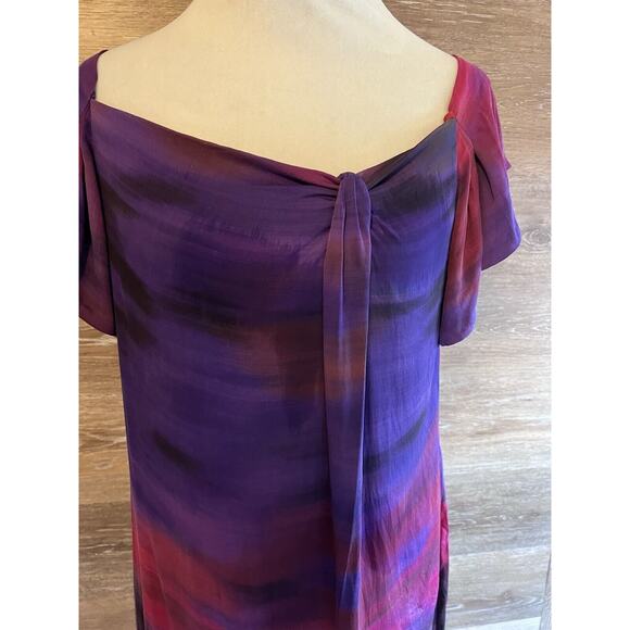 Diane Von Furstenberg Silk Spandex Dress Sz 8 Red Pink Purple Artsy Cocktail - Picture 4 of 9